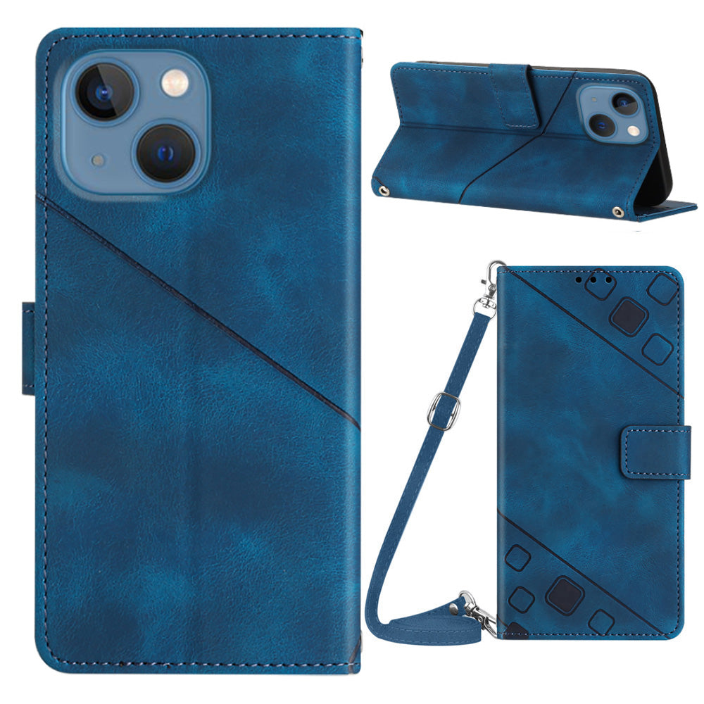 PT005 YB Imprinting Series-7 for iPhone 15 Cell Phone Stand Case Skin-touch Feeling Leather Cover Wallet - Sapphire PT005 YB Imprinting Series-7 for iPhone 15 Cell Phone Stand Case Skin-touch Feeling Leather Cover Wallet - Sapphire